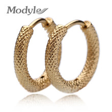 Modyle New Fashion Big Circle Hoop Earrings Twisted Gold Color Stainless Steel Earrings For Women Party Wholesale Top Quality 2024 - buy cheap