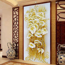 GLymg Diamond Embroidery Diy Lily Flower Crystal Bright Drill Diamond Painting Cross Stitch Vertical Picture European Home Decor 2024 - buy cheap