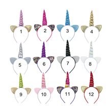 Yundfly Cute Baby Girls Glitter Unicorn Horn Hairband Kids Cat Ear Headwrap Hair Band Unicorn Party Hair Accessories 2024 - buy cheap