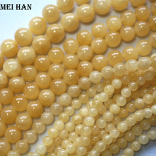 Meihan-2 hebras/lote de cuentas sueltas redondas lisas de piedra de jade y miel natural de 12mm para diseño de joyería diy, venta al por mayor 2024 - compra barato