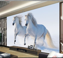 Papel tapiz personalizado con foto de caballo blanco, Mural de pared de alta calidad, papel de pared de fondo de TV, nuevo papel tapiz fotográfico 2024 - compra barato