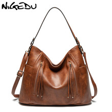 NIGEDU Women's shoulder bag Large brand design ladies Hobos handbags PU Leather Big Tote Bags messenger Bag for Women 2021 gray 2024 - buy cheap