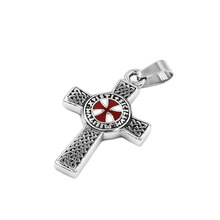 Colgante de Cruz Roja con nudo celta para hombre, joyería de acero inoxidable, Escudo de armadura templaria, colgante de Cruz de Caballero, venta al por mayor, SWP0495A 2024 - compra barato