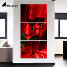 Wall Art Poster Modular Canvas HD Prints Paintings 3 Pieces Romantic Wine Rose Pictures Home Decor For Living Room Framework 2024 - buy cheap