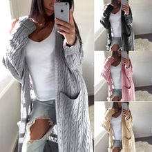 Women's Casual Long Cardigan Long Sleeved Knitted Loose Sweater Cardigan Outwear 2024 - buy cheap