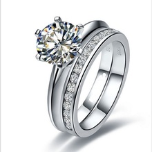 Juego de anillos de moissanita de 9mm, joyería romántica de Color oro blanco y 925 anillos de plata esterlina, 3 quilates, certificado positivo 2024 - compra barato