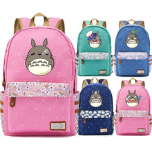 My Neighbor Totoro Bag Backpack Flower Point Floral Bag School Teenagers Student Book Travel Laptop Girl Boys Mochila 2024 - compre barato