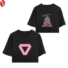 SEVENTEEN Kpop Printed Women Crop Tops Summer Fashion Short Sleeve T-shirts 2018 Casual Fans Hot Sale Girls Sexy Tee Shirts 2024 - buy cheap