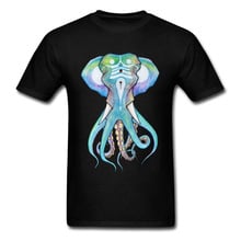 Unique Men Tshirts Octophant T-shirt Wholesale Mens Top T Shirts Elephant Octopus Tees 100% Cotton Clothes No Fade Black 2024 - buy cheap