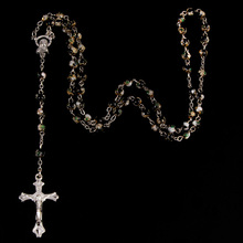 6 мм перегородчатое ожерелье из Розария с кристаллами и кулоном в виде Креста Иисуса с посеребренным покрытием 2024 - купить недорого