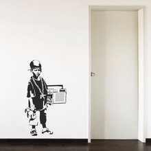 Banksy-Radio de Hip Hop para niño y adolescente, gorro fresco para pasillo, dormitorio, sala de estar, decoración hogareña para, vinilo adhesivo de pared, B099 2024 - compra barato