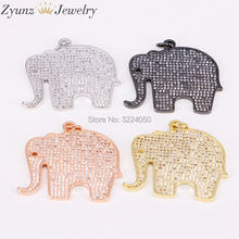 Pingente colar elefante zircônia cúbica micro pave cz cor prata ouro preto rosa dourado 5 peças 2024 - compre barato