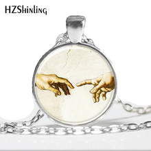 HZ--A500 New The Creation of Adam Pendant Necklace Michelangelo Jewelry Glass Photo Pendant Necklace HZ1 2024 - buy cheap