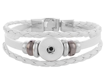 NEW STYLE 20CM write real leather bracelets fit 18MM snaps jewelry mental bracelet m KB0829-W 2024 - buy cheap