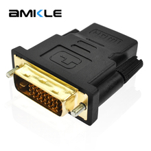 Amkle DVI 24 + 1 Pin для HDMI конвертер Позолоченные dvi-адаптер 24 + 1 до Женский HDMI конвертер 1080 P для ПК PS3 проектор HDTV 2024 - купить недорого