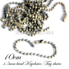 Free ship!!! 500pcs 1.5mm Ball Bead Chain 10cm Antique Bronze Tone Dog Tag Chains Keychains Accessories 2024 - buy cheap