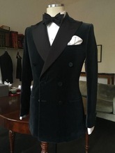 Мужской бархатный костюм для вечеринки на выпускной, черный повседневный костюм (пиджак + брюки + галстук), смокинг для жениха, жениха, мужской свадебный Блейзер, костюмы для мужчин 2024 - купить недорого