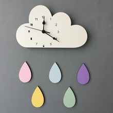 Ins explosion модели скандинавских домашних облаков, дождевых капель, Мультяшные тихие часы Baiyun, настенные украшения для детской комнаты 2024 - купить недорого