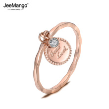 JeeMango-anillo de acero inoxidable, de oro rosa circonita, anillo con forma de sinusoidal AAA, colgante de moneda de buena suerte, regalo de Navidad, Halka JR18143 2024 - compra barato