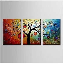 3pcs Hand Painted Canvas Painting Floral/Botanical Modern Abstract Rich Tree Canvas Wall Art 2024 - buy cheap