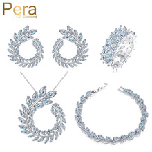 Pera New Fashion 4 Piece Party Jewelry Sets Big Marquise Shape Cubic Zirconia Necklace Earrings Bracelet And Ring For Women J242 2024 - buy cheap