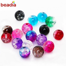 Dia 8mm Hole 1mm 50pcs/strand 10 Colors Two-Tone Color Crackle Glass Round Loose Spacer Beads for DIY Jewelry Findings Making 2024 - buy cheap