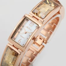 Melissa-relojes de marca para mujer, pulsera de cuarzo con diamantes de imitación rectangulares, con carcasa Natural 2024 - compra barato