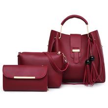 3 unids/set de bolsos de mano para mujer, bandoleras de piel sintética para mujer, gran capacidad, bolso de mano informal, bolso con borlas, bolsos de mano para mujer 2024 - compra barato