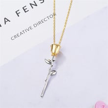 Creative Eternal Flower Korean Style Fashion Silver Plated Jewelry Female Temperament Gold Color Rose Pendant Necklaces XZN091 2024 - buy cheap