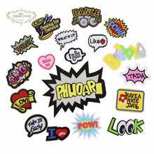 1 pcs Cartoon Words emblem embroidered iron on cartoon patches cloth accessories bag hat repair Appliques phone decor diy 2024 - buy cheap