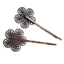 Horquillas de bronce antiguo de 120 piezas con flor de cinco hojas de 25mm, horquillas, accesorios para el cabello, HPF38 2024 - compra barato