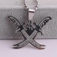 silver color Pirate Double Knife 316L Stainless Steel pendant necklaces bead chain for men women wholesale 2024 - buy cheap