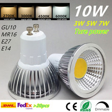 GU10 E27 Cob приглушаемая светодиодная лампочка E14 Mr16 прожектор 3 Вт 5 Вт 7 Вт 10 Вт теплый белый 2700k 3000k реальная мощность галогенная 2024 - купить недорого