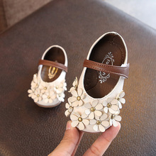 Zapatos de princesa poco profundos para niñas, calzado de vestir con flores de fondo suave de Color puro, zapatos de cuero para niñas 2024 - compra barato