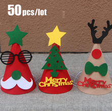 50 Pçs/lote DIY Chapéu de Papai Noel Decoração De Natal Adereços de Natal Adulto Chapéu de Natal Das Crianças Fontes Do Partido de Casamento 2024 - compre barato