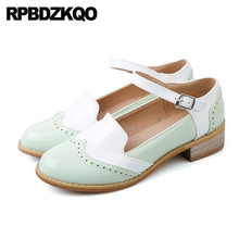 Designer Brogue Women Fashion Green Pink Italian Patent Leather Ankle Strap China Candy Chinese Wedding Shoes 2021 Round Toe 2024 - buy cheap