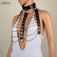 Chran Leather Harness Bondage Beach Chain Collar Goth Choker Shoulder Necklace Jewelry Accessories Erotic Lingerie Wear CRBJ821 2024 - buy cheap