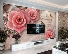 Beibehang-papel tapiz personalizado para decoración del hogar, Fondo de TV 3D de Tres Rosas, retro, para paredes, Foto 3 d 2024 - compra barato