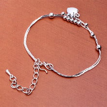 Moda banhado a prata charme pulseira fina doce amor coração e metal bola pulseiras feminino meninas aniversário presente do dia dos namorados 2024 - compre barato