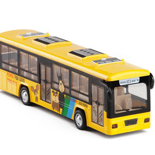 Autobús urbano de alta simulación, modelo de autobús de aleación 1:48, juguetes de coche con sonido y luz, modelos de colección exquisitos, envío gratis 2024 - compra barato