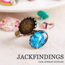 13*18mm 2pcs High Quality Antique Bronze  Plated Copper Oval  Lace Ring Setting  Double Base Cabochon Cameo Settings New Fashion 2024 - buy cheap