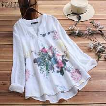 ZANZEA Elegant Printed Shirt Women's Autumn Blouse 2022 Vintage Floral Casual Blusas Female Long Sleeve Shirts Blusas 2024 - buy cheap