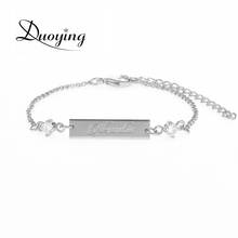 DUOYING 25*6 mm Bar Delicate Crystal Baby Bracelet Silver Color Personalized Custom Name Engraved Chic Bracelet Jewelry for Etsy 2024 - buy cheap
