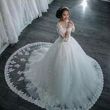 Vestidos De Novia 2020 Vintage Lace Wedding Dress Long Sleeves Appliques Casamento Princess Bridal Gowns robe de mariee 2024 - buy cheap