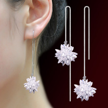 Pendientes de gota de cristal de Flor de hielo brillante para mujer, de plata de ley 100% 925, joyería antialérgica, regalo de cumpleaños al por mayor 2024 - compra barato