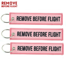 100 PCS Fashion Jewelry Chain Keychain for Cars Motorcycles Embroidery Key Chain Pink Key Fob REMOVE BEFORE FLIGHT Pink Keychain 2024 - buy cheap