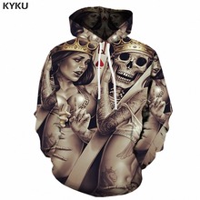 KYKU-Sudadera con capucha para hombre, con estampado 3d de Calavera, póker, Punk, Anime, parca, ropa Sexy 2024 - compra barato