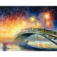 Palette knife oil paintings bridge Beautiful landscape art on canvas wall pictures for living room 2024 - buy cheap