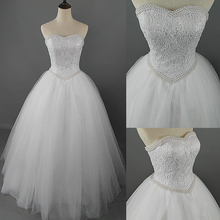 Vestido de noiva com pérolas e flores, do casamento zj9069, vestido de noiva com imagens reais, 2015 2024 - compre barato