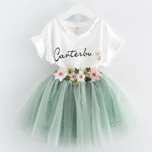 BibiCola Baby Girls Clothes Sets Children Clothing Set New Summer Fashion Style T-Shirt + Dress 2Pcs Flower Suit Kids Clothes 2024 - buy cheap